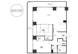 マンションリフォーム前間取り