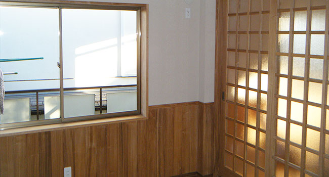 愛知県のリフォーム施工例：リフォーム後：壁･天井　ピンク系ベージュで、温もりのある優しい雰囲気。