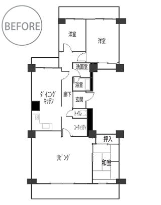 スケルトンリフォーム後の間取り図